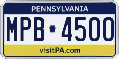 PA license plate MPB4500