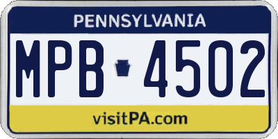 PA license plate MPB4502