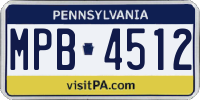 PA license plate MPB4512