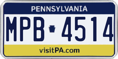 PA license plate MPB4514