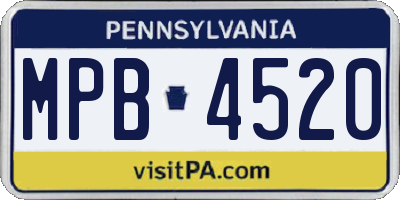 PA license plate MPB4520