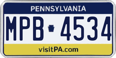 PA license plate MPB4534
