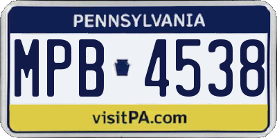 PA license plate MPB4538