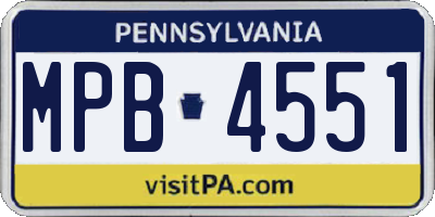 PA license plate MPB4551