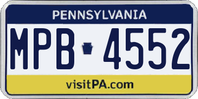 PA license plate MPB4552