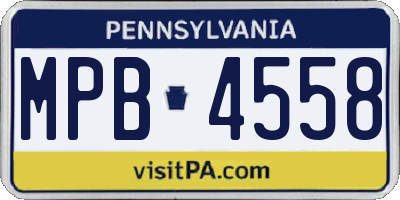 PA license plate MPB4558