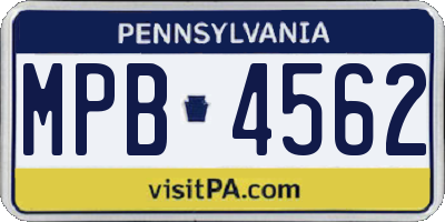 PA license plate MPB4562