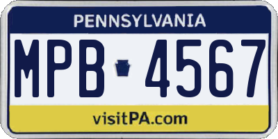 PA license plate MPB4567