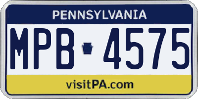 PA license plate MPB4575