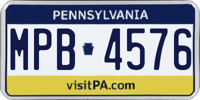 PA license plate MPB4576