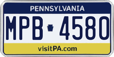 PA license plate MPB4580
