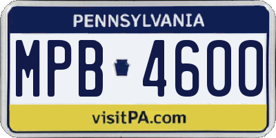 PA license plate MPB4600