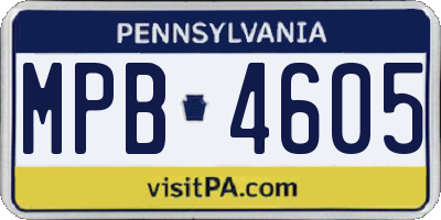 PA license plate MPB4605