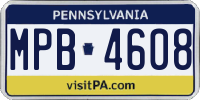 PA license plate MPB4608