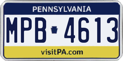 PA license plate MPB4613