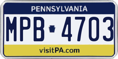 PA license plate MPB4703