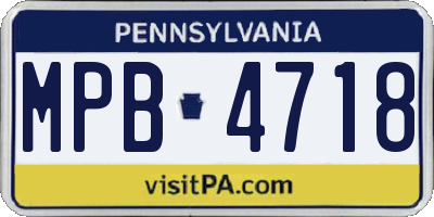 PA license plate MPB4718