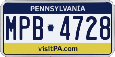 PA license plate MPB4728