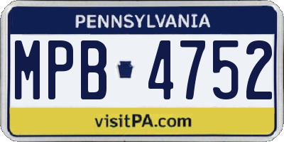 PA license plate MPB4752