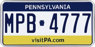 PA license plate MPB4777