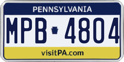 PA license plate MPB4804