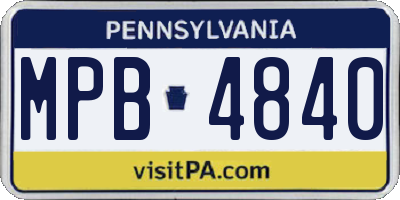 PA license plate MPB4840