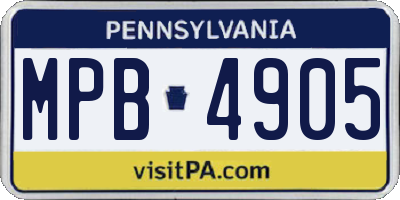 PA license plate MPB4905