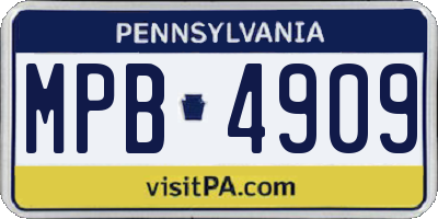 PA license plate MPB4909