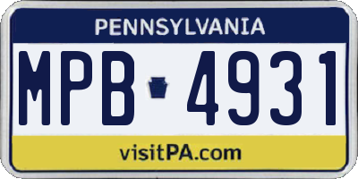 PA license plate MPB4931