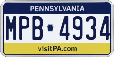 PA license plate MPB4934
