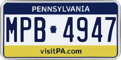 PA license plate MPB4947