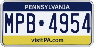 PA license plate MPB4954