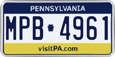 PA license plate MPB4961