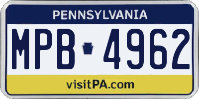 PA license plate MPB4962