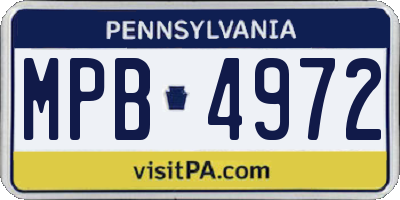 PA license plate MPB4972