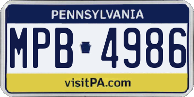 PA license plate MPB4986