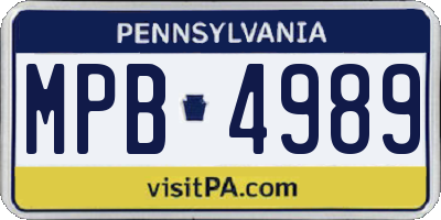 PA license plate MPB4989
