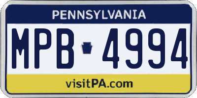 PA license plate MPB4994