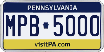 PA license plate MPB5000