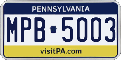 PA license plate MPB5003