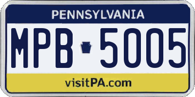 PA license plate MPB5005