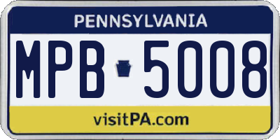PA license plate MPB5008