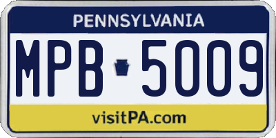 PA license plate MPB5009