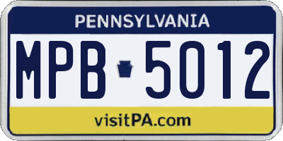 PA license plate MPB5012