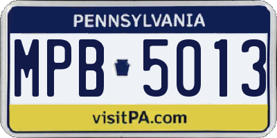 PA license plate MPB5013