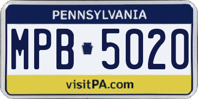 PA license plate MPB5020