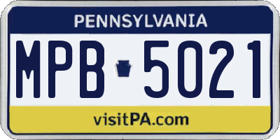 PA license plate MPB5021