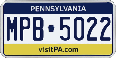 PA license plate MPB5022