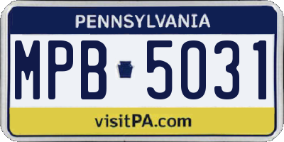 PA license plate MPB5031