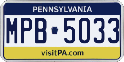 PA license plate MPB5033